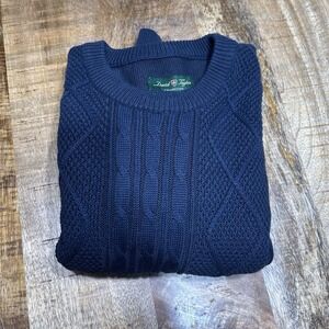 David Taylor Blue Cable Knit Sweater Mens XL 100% Cotton